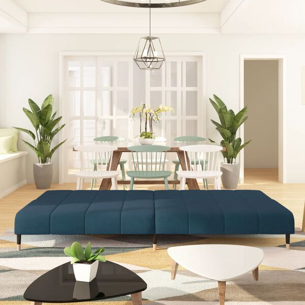 vidaXL 2m&iacute;stn&aacute; rozkl&aacute;dac&iacute; pohovka modr&aacute; samet