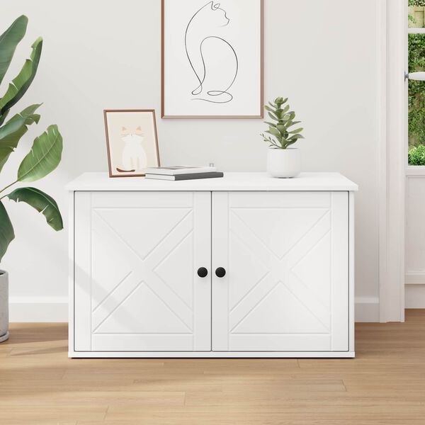 vidaXL Kočič&iacute; dům B&iacute;l&aacute; 85 x 55 x 50,5 cm kompozitn&iacute; dřevo