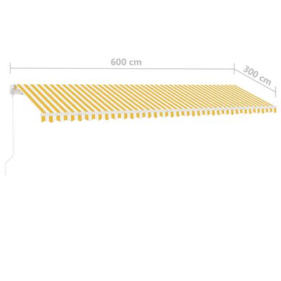 vidaXL Volně stojící ručně zatahovací markýza 600 x 300 cm žlutá/bílá