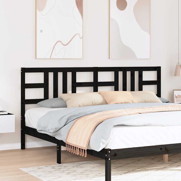 vidaXL Čelo postele čern&eacute; 206 x 4 x 100 cm masivn&iacute; borovice