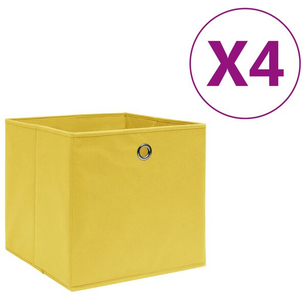 vidaXL Úložné boxy 4 ks netkaná textilie 28 x 28 x 28 cm žluté
