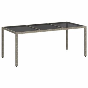 vidaXL Zahradn&iacute; stůl &scaron;ed&yacute; 190 x 90 x 75 cm tvrzen&eacute; sklo a polyratan