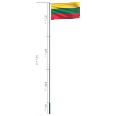vidaXL Litevská vlajka a stožár hliník 6 m