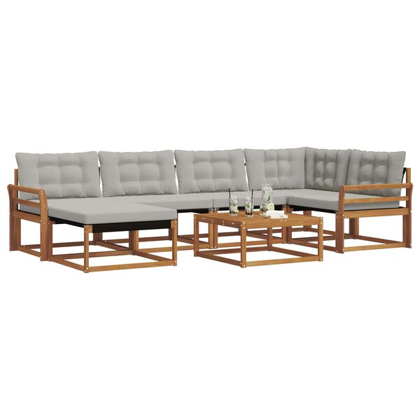 vidaXL Venkovn&iacute; pohovkov&aacute; souprava 7 pcs Př&iacute;rodn&iacute; a světle &scaron;ed&aacute;