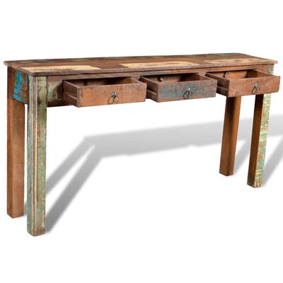 vidaXL Konzolový stolek se 3 zásuvkami recyklované dřevo