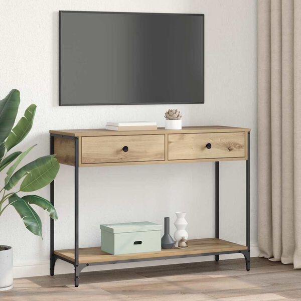 vidaXL Konzolov&yacute; stolek se z&aacute;suvkou Artisanov&yacute; dub 100 x 34,5 x 75 cm