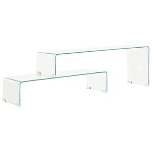 vidaXL 2d&iacute;ln&yacute; konferenčn&iacute; stolek 90x30x20 / 110x30x40 cm tvrzen&eacute; sklo