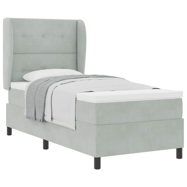 vidaXL Postel s boxspringem s čelo Světle &scaron;ed&aacute; 200 x 100 cm Polyester