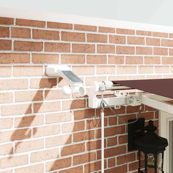 vidaXL Automatick&aacute; zatahovac&iacute; mark&yacute;za s LED hněd&aacute; 400 x 300 cm