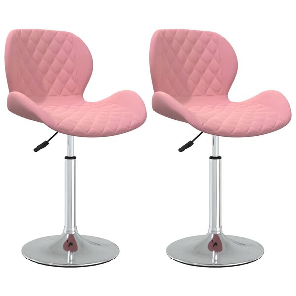 vidaXL Otočn&eacute; j&iacute;deln&iacute; židle 2 ks růžov&eacute; samet