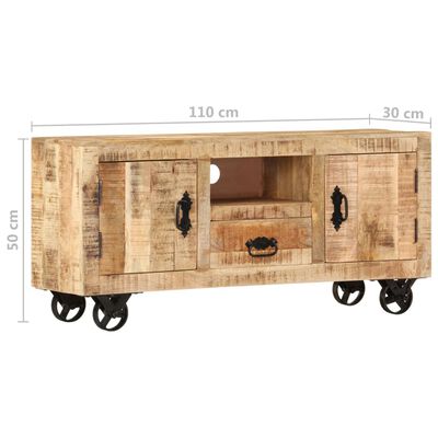 vidaXL TV stolek hrubé mangovníkové dřevo 110 x 30 x 50 cm