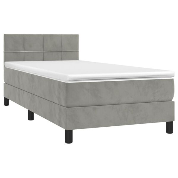 vidaXL Box spring postel s matrací světle šedá 90x190 cm samet