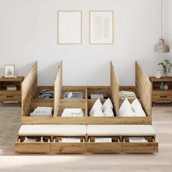 vidaXL R&aacute;m postele s &uacute;ložn&yacute;m prostorem Artisanov&yacute; dub 180 cm