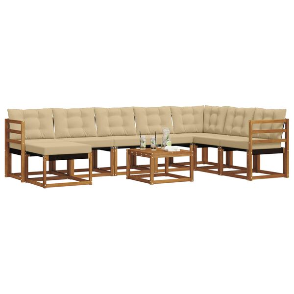 vidaXL Venkovn&iacute; pohovkov&aacute; souprava 9 pcs Přirozen&aacute; a B&eacute;žov&aacute;