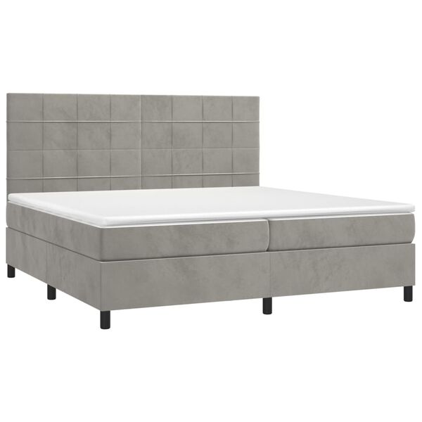 vidaXL Box spring postel s matrac&iacute; světle &scaron;ed&aacute; 200x200 cm samet