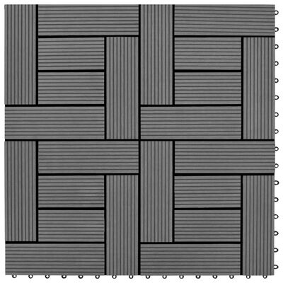 Šedé terasové dlaždice WPC 11 ks, 30x30 cm, 1 m2