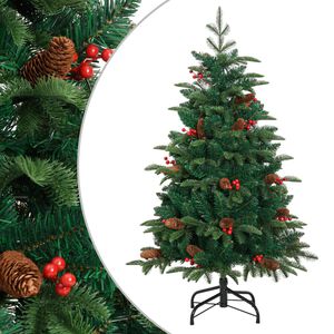 vidaXL Uměl&yacute; skl&aacute;pěc&iacute; v&aacute;nočn&iacute; stromek s &scaron;i&scaron;kami a bobulemi 150 cm