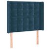 vidaXL Čelo postele typu u&scaron;&aacute;k tmavě modr&aacute; 103x16x118/128 cm samet