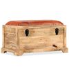vidaXL Lavice masivn&iacute; mangovn&iacute;kov&eacute; dřevo a prav&aacute; kůže 80 x 44 x 44 cm