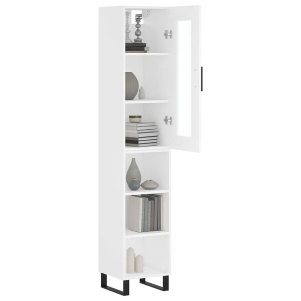 vidaXL Skř&iacute;ň highboard b&iacute;l&aacute; 34,5 x 34 x 180 cm kompozitn&iacute; dřevo