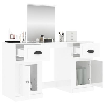 vidaXL Toaletní stolek se zrcadlem bílý vysoký lesk 130x50x132,5 cm