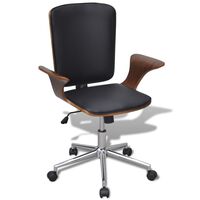 vidaXL Otočná kancelářská židle ohýbané dřevo a umělá kůže