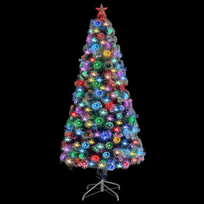 vidaXL Vánoční stromek LED osvětlení bílý modrý 150 cm optické vlákno