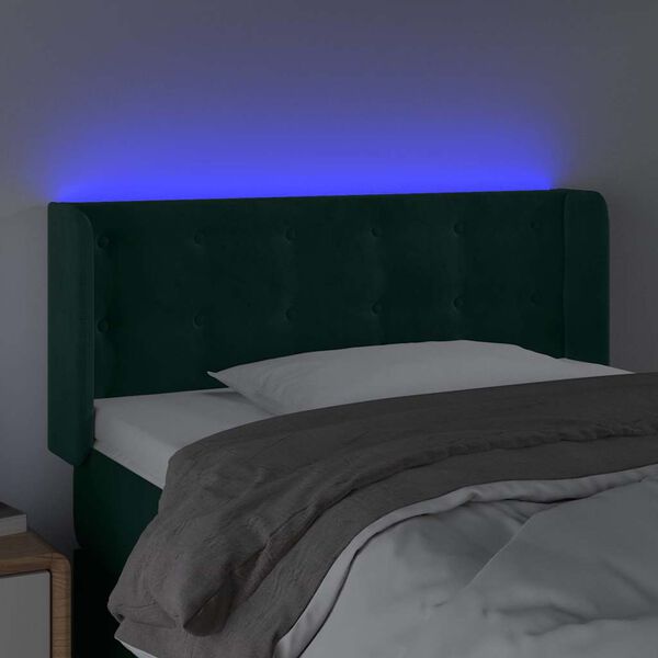 vidaXL Čelo postele s LED tmavě zelen&eacute; 83 x 16 x 78/88 cm samet