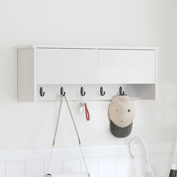 vidaXL N&aacute;stěnn&yacute; vě&scaron;&aacute;k na kab&aacute;ty B&iacute;l&aacute; 80 x 20 x 30 cm Kompozitn&iacute; dřevo