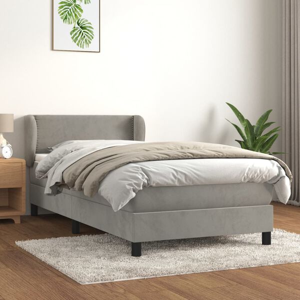 vidaXL Box spring postel s matrac&iacute; světle &scaron;ed&aacute; 80 x 200 cm samet