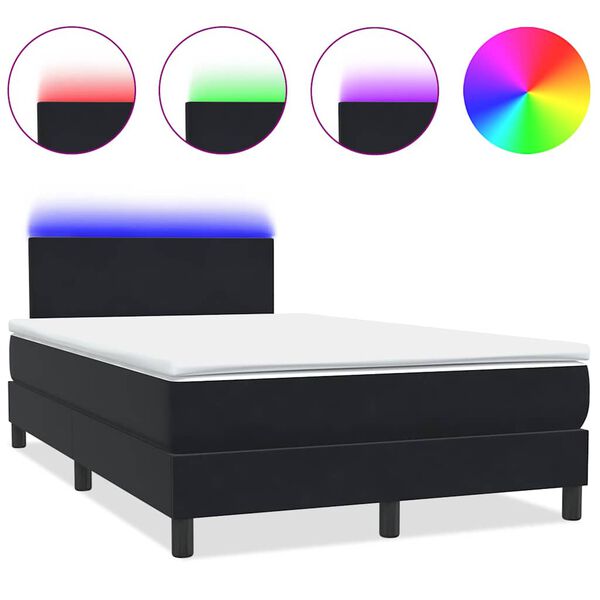 vidaXL Box spring postel s matrac&iacute; a LED čern&aacute; 120x210 cm samet
