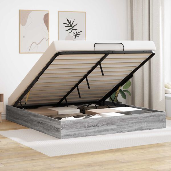 vidaXL Ottoman postel &Scaron;ed&aacute; Sonoma 203 x 180 x 25 cm Dřevěn&yacute; materi&aacute;l