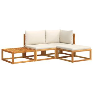 vidaXL 4dílná zahradní sedací souprava s polštáři, akácie a ratan
