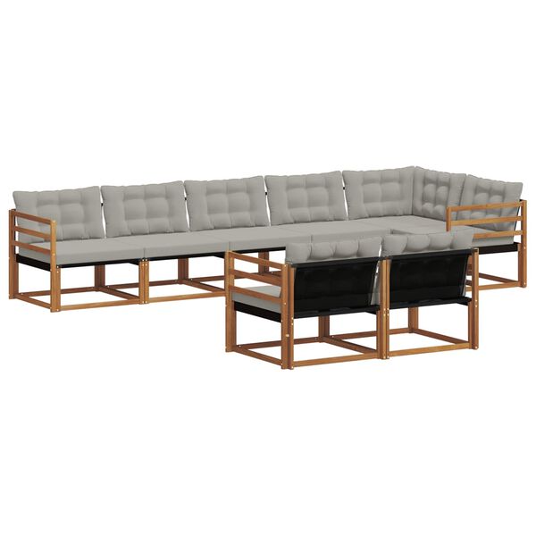 vidaXL Venkovn&iacute; pohovkov&aacute; souprava 8 pcs Př&iacute;rodn&iacute; a světle &scaron;ed&aacute;