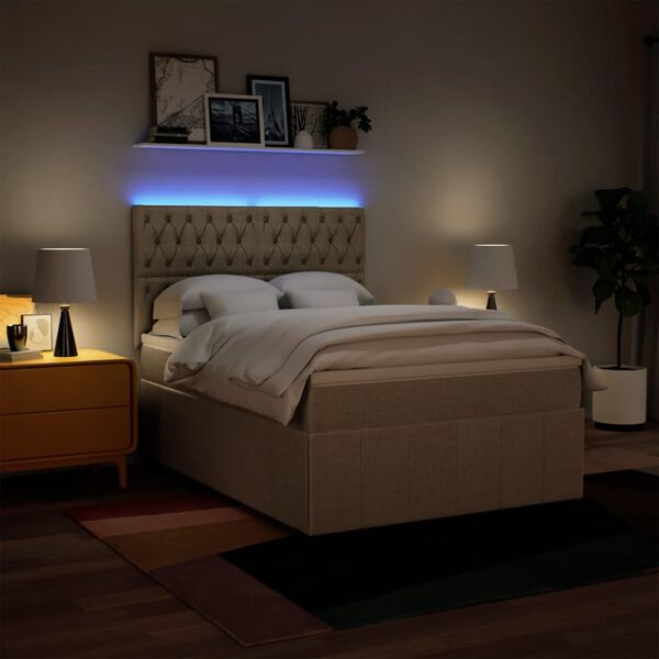 vidaXL Box spring postel s matrac&iacute; kr&eacute;mov&aacute; 140x200 cm textil