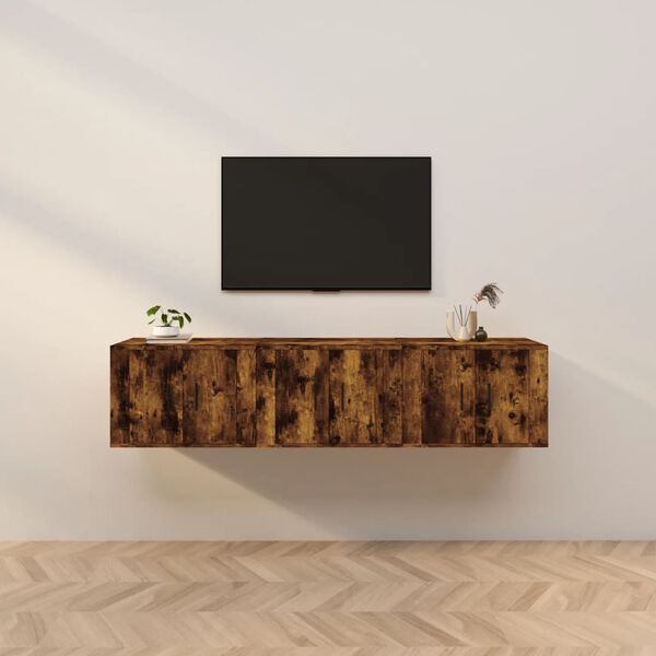vidaXL N&aacute;stěnn&eacute; TV skř&iacute;ňky 3 ks kouřov&yacute; dub 57 x 34,5 x 40 cm