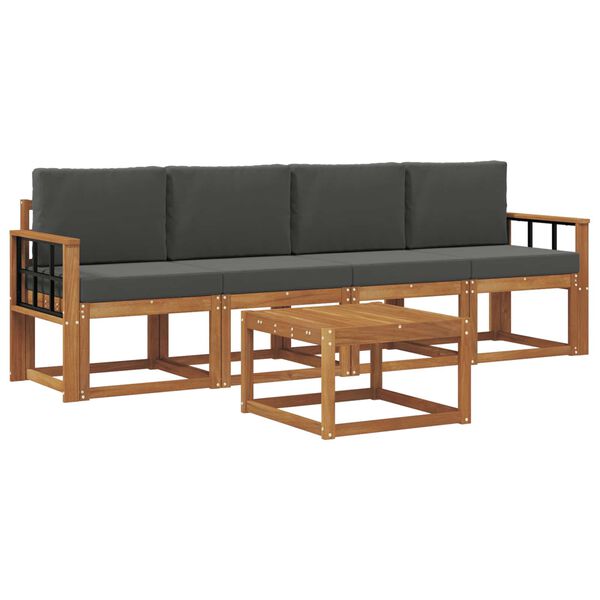 vidaXL Venkovn&iacute; pohovkov&aacute; souprava 5 pcs Přirozen&aacute; a Anthracitov&aacute;