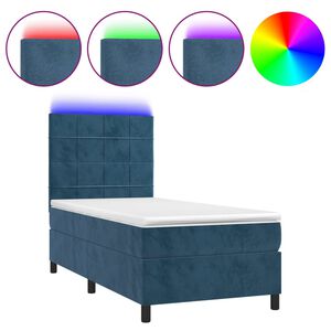 vidaXL Box spring postel s matrac&iacute; a LED tmavě modr&aacute; 100x200 cm samet