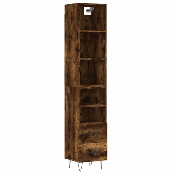 vidaXL Skř&iacute;ň highboard kouřov&yacute; dub 34,5 x 34 x 180 cm kompozitn&iacute; dřevo
