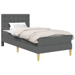 vidaXL R&aacute;m postele s matrac&iacute; s čelo Tmavě &scaron;ed&aacute; 90 x 190 cm textil