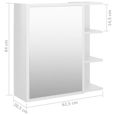 vidaXL Zrcadlová skříňka bílá vysoký lesk 62,5x20,5x64 cm dřevotříska