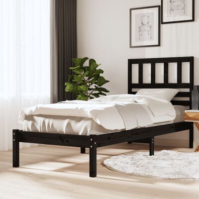 vidaXL Rám postele černý 75 x 190 cm Small Single masivní borovice