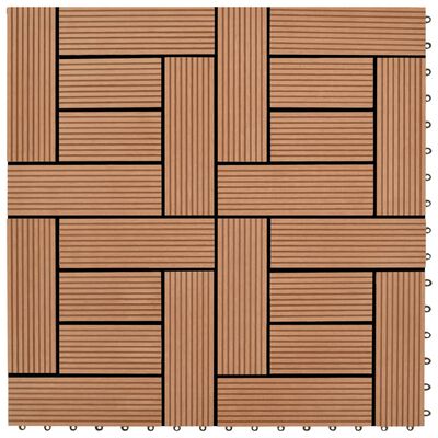 Hnědé terasové dlaždice WPC 11 ks, 30x30 cm, 1 m2