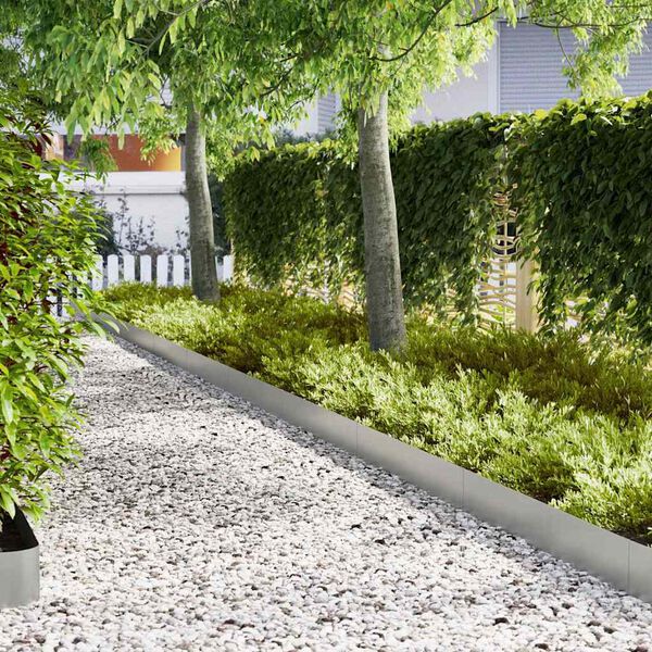 vidaXL Okraj trávníku 10 pcs Stříbrná 100 x 0,05 x 20 cm