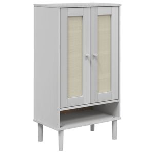 vidaXL Botn&iacute;k SENJA ratanov&yacute; vzhled b&iacute;l&yacute; 59,5x35x107 cm masivn&iacute; dřevo