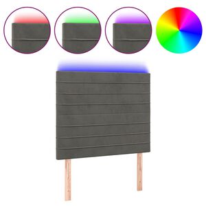 vidaXL Čelo postele s LED tmavě &scaron;ed&eacute; 100x5x118/128 cm samet