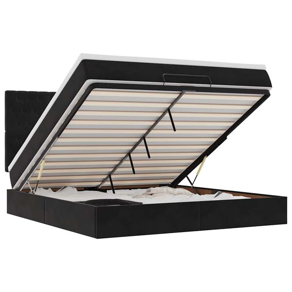 vidaXL Osmansk&yacute; r&aacute;m postele s matrac&iacute;es čern&aacute; 180x200cm samet