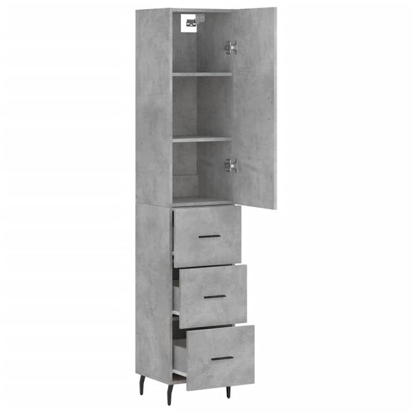 vidaXL Skř&iacute;ň highboard betonově &scaron;ed&aacute; 34,5x34x180 cm kompozitn&iacute; dřevo