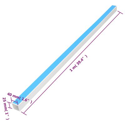 vidaXL Kabelová lišta samolepicí 40 x 25 mm 10 m PVC