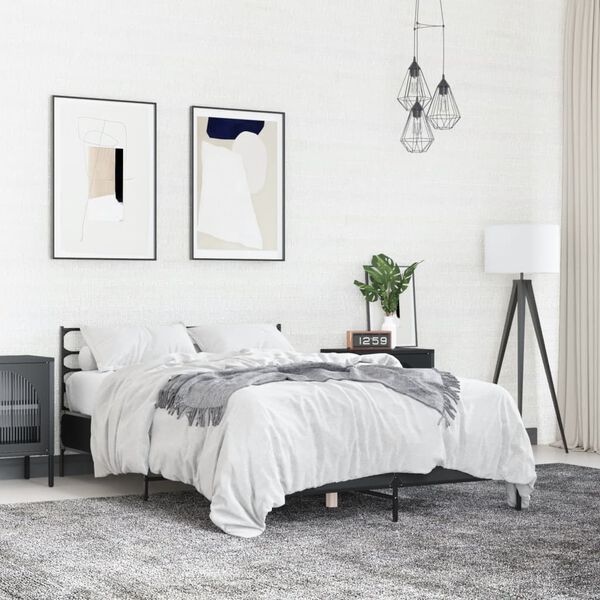 vidaXL R&aacute;m postele čern&yacute; 140 x 190 cm kompozitn&iacute; dřevo a kov